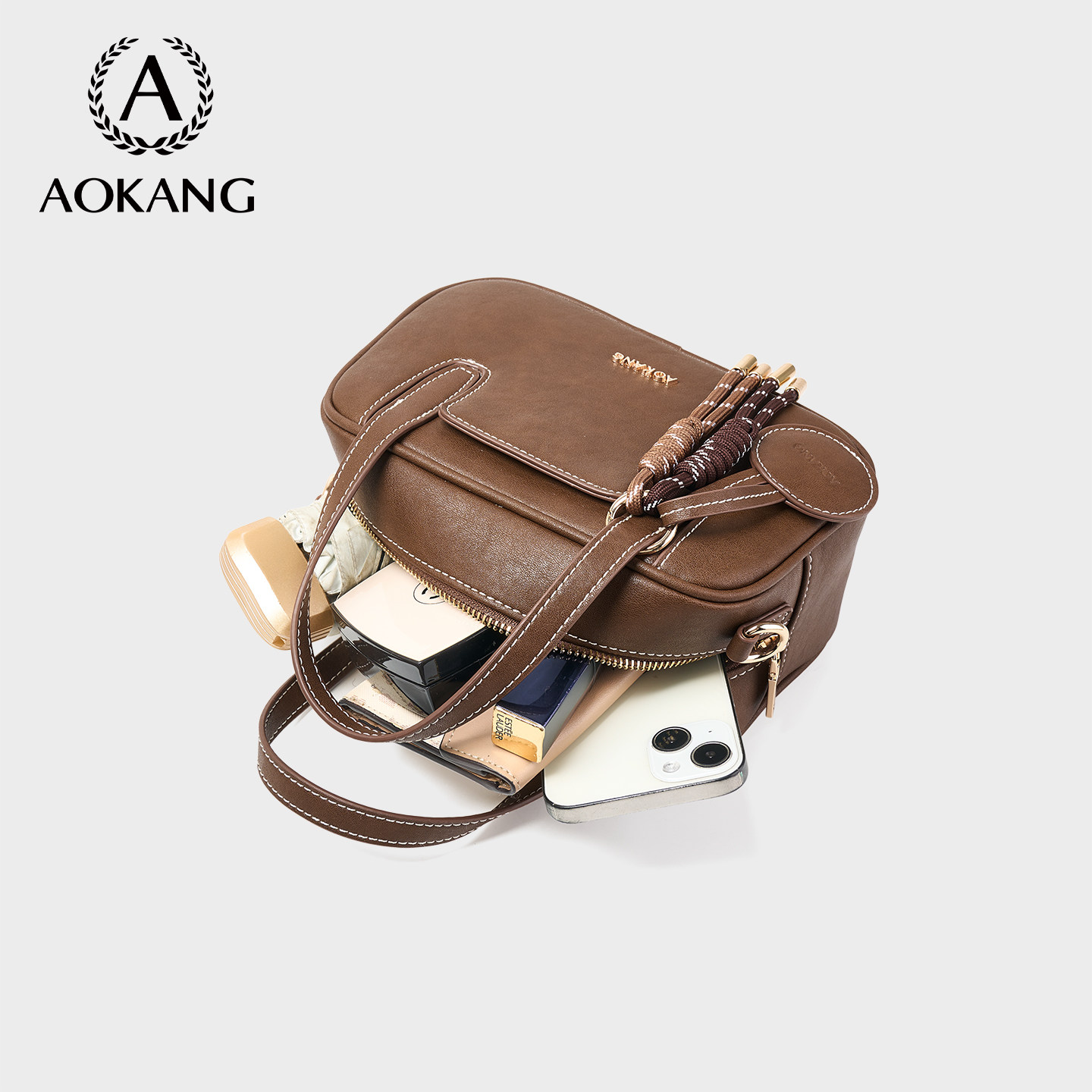 奥康保龄球包2026新款斜挎包高级波士顿包女款单肩包大容量手提包,淘宝优惠券,粉丝福利购,淘宝优惠卷