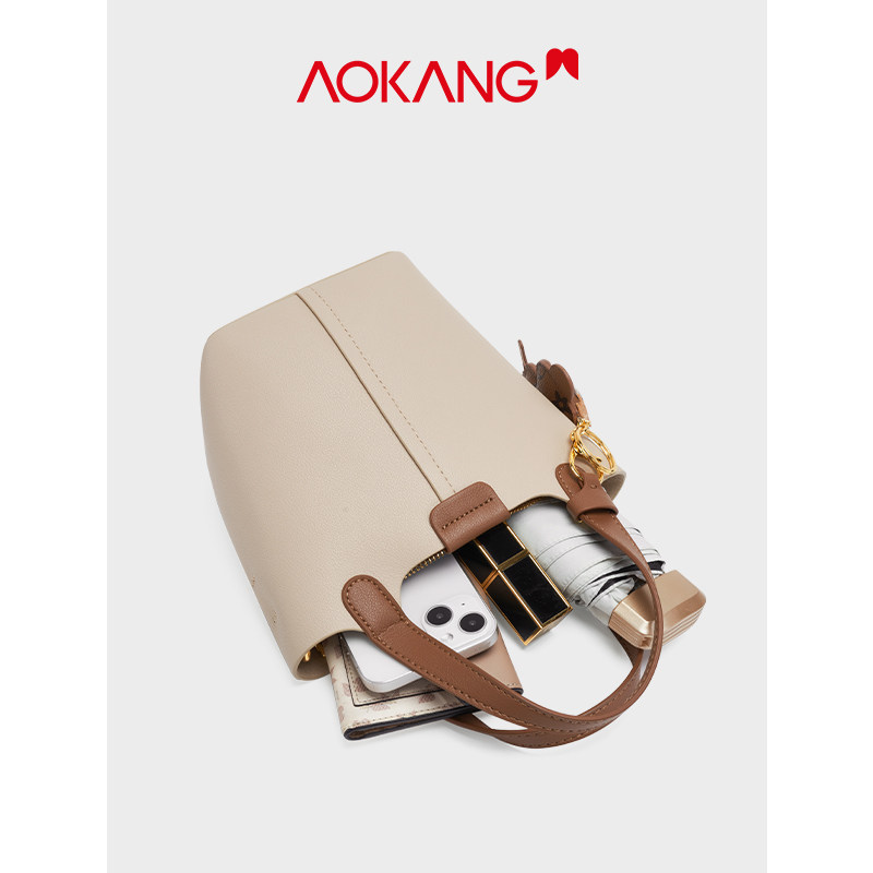 奥康菜篮子2022新款水桶包包小包包 奥康皮具箱包水桶包