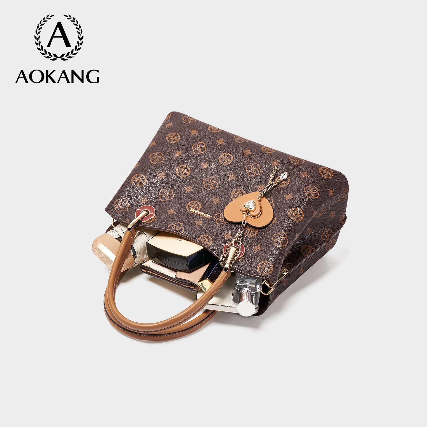 奥康妈妈手提包2026新款老花单肩大包高级大容量通勤包女式斜挎包,淘宝优惠券,粉丝福利购,淘宝优惠卷