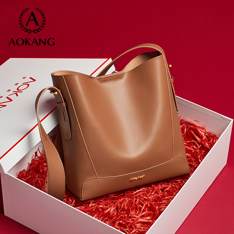 奥康女2023新款大容量真皮单肩包 奥康皮具箱包女士包袋