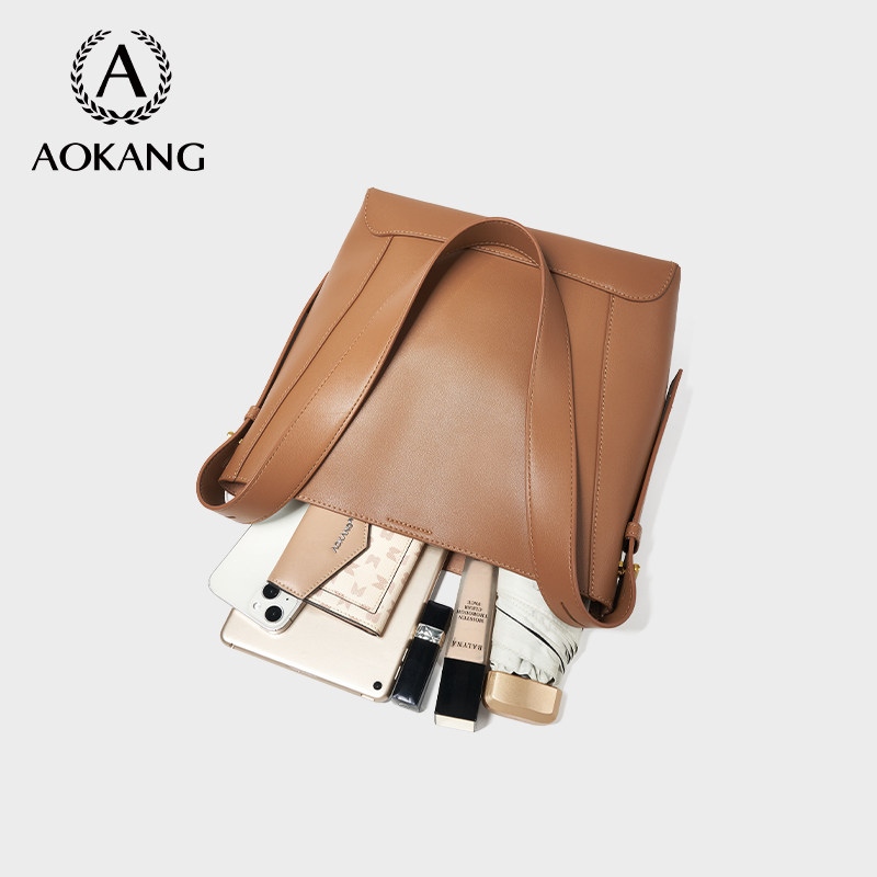 奥康女2023新款大容量真皮单肩包 奥康皮具箱包女士包袋