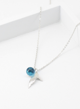 s925纯银人鱼泪项链女人鱼泡沫