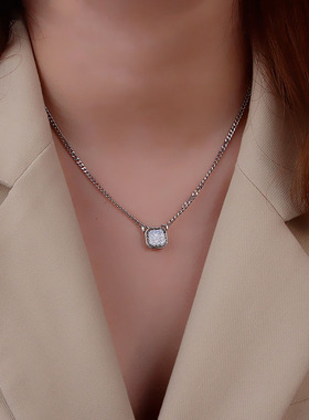 白茶方项链轻奢小众气质ins