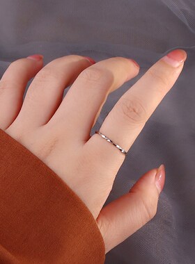 开口戒指女洗手免摘波浪纹食指戒