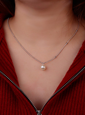 小众复古珍珠项链高级锁骨链