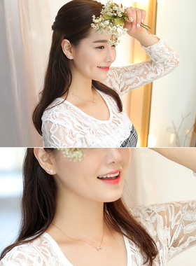 日韩镶钻花朵百搭时尚甜美项链