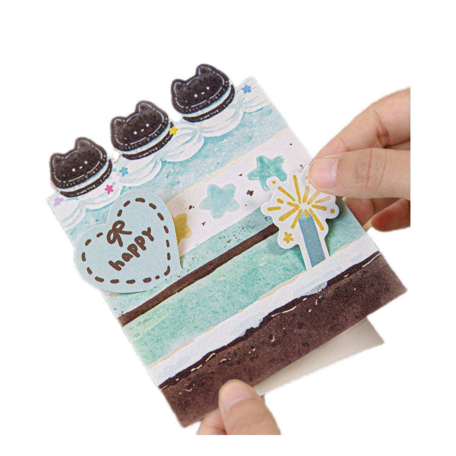 Dingding Cake Shop Flash Sand Greeting Card & Envelope Set