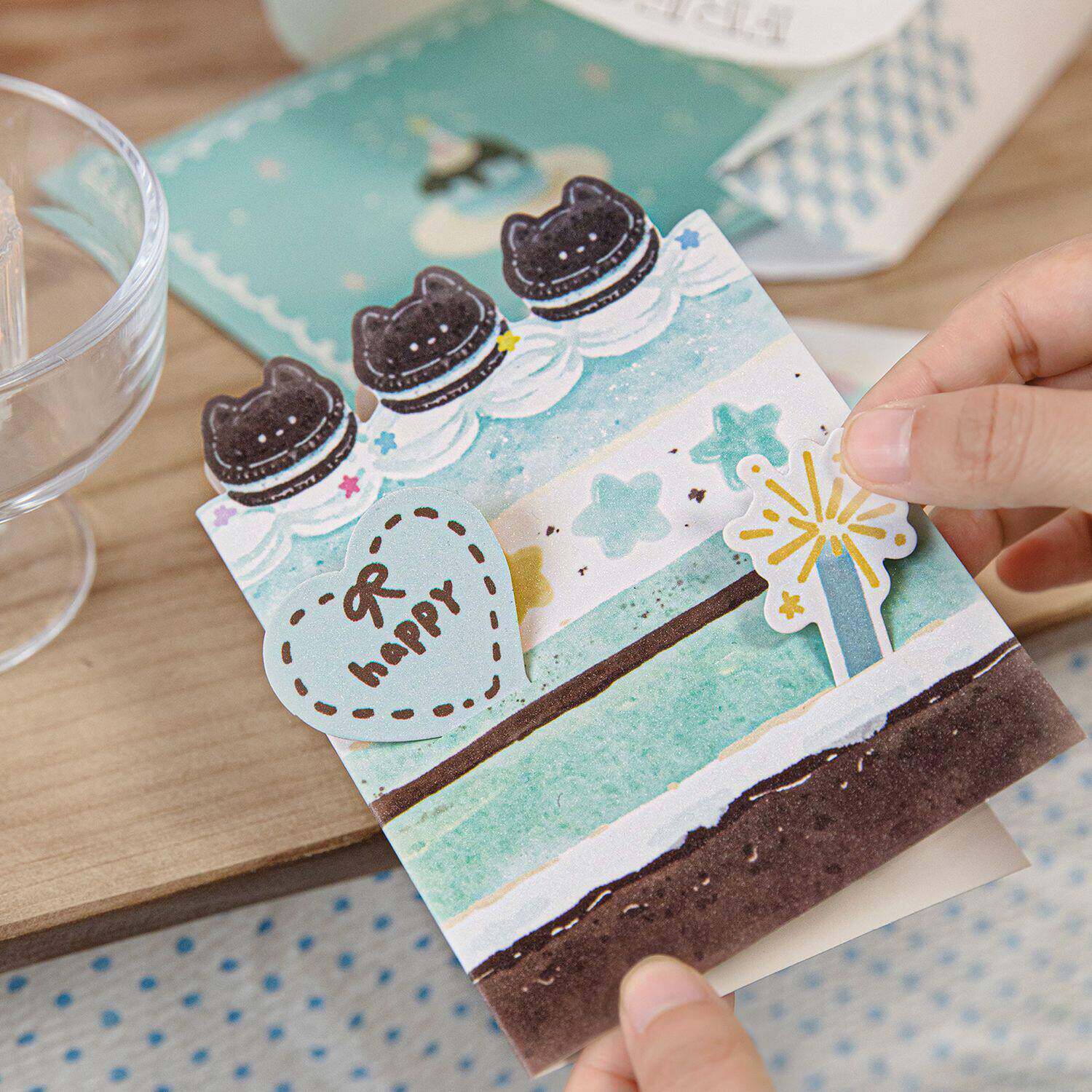 Dingding Cake Shop Flash Sand Greeting Card & Envelope Set