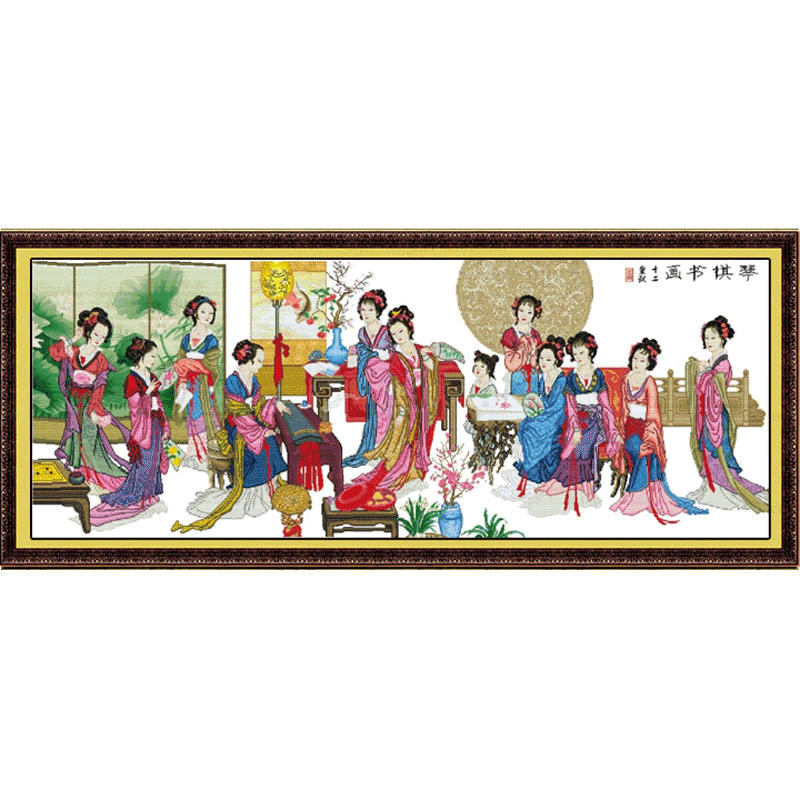 琴棋书画图十字绣红楼梦十二金钗2023新款线绣12十二美女人物大幅