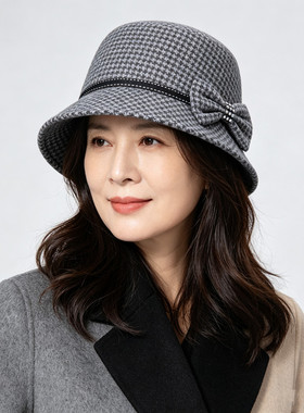 2026新款老年人秋冬季保暖毛呢盆帽老太太渔夫帽中年妈妈帽子女款