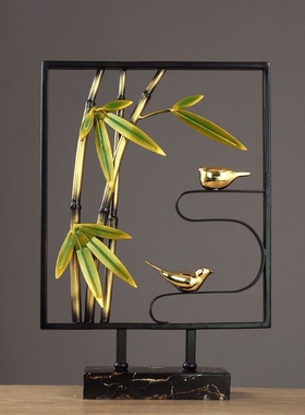 新中式花鸟客厅装饰摆件高级感大