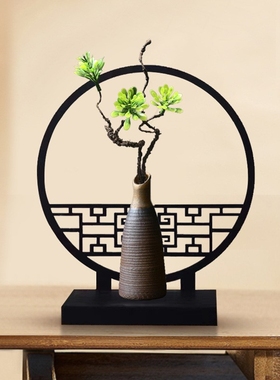 新中式仿真绿植桌面小屏风摆件