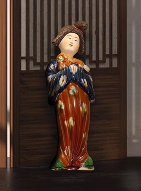 中式唐宫美人胖妞仕女陶瓷摆件