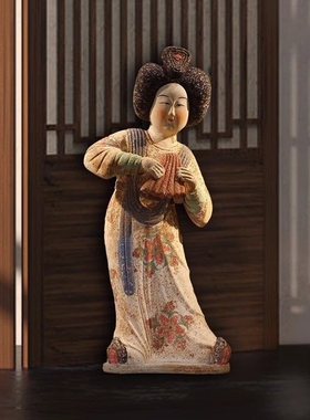 唐三彩文创产品仕女胖乐俑摆件