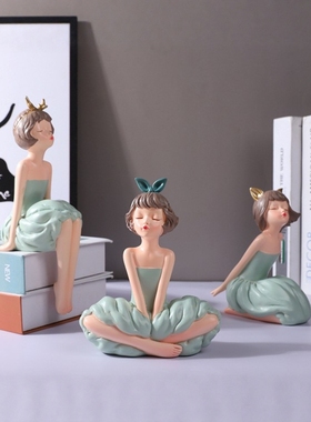 1北欧轻奢女孩树脂工艺品跨境创意客厅玄关电视柜装饰品摆件树脂