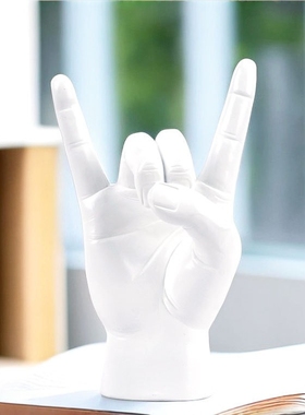 潮流嘻哈摇滚手势客厅装饰摆件大