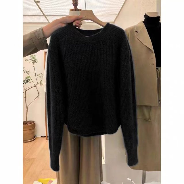 Round neck ingot needle loose cashmere pullover round neck pullover