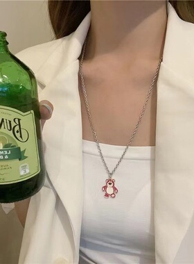 小清新粉色项链情侣童趣卡通吊坠