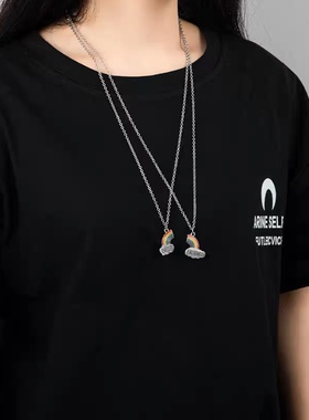 彩虹项链合金甜美小众奢嘻哈ins