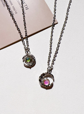 宇宙射线-甜酷少女精致可爱气质幻彩月亮森系小仙女小众闺蜜项链