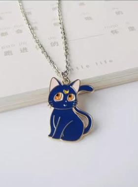 月亮猫咪项链美少女战士luna卡通合金小众学生轻奢卫衣链毛衣链女