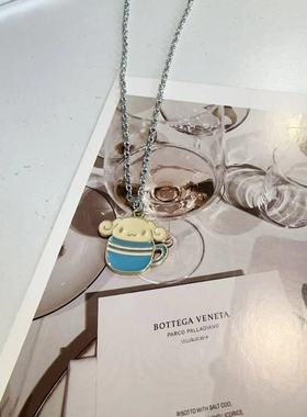 宇宙射线-蓝色茶杯狗吊坠项链配饰ins时尚饰品卫衣链甜酷卡通可爱