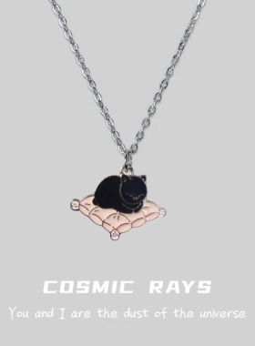 宇宙射线甜酷风小猫项链女合金十字链小众设计高级感个性猫咪女士