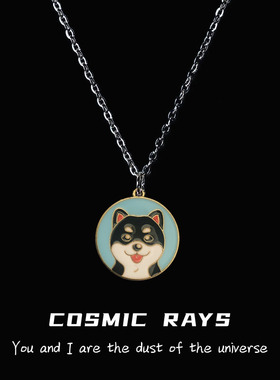 宇宙射线  泰迪可可爱爱圆牌项链简约卡通女卫衣链送礼物闺蜜室友