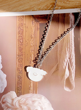 宇宙射线白色小狗项链ins男