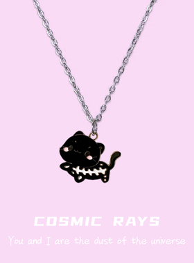 COSMIC RAYS小黑猫吊坠项链女欧美合金十字链小众设计百搭欧美风