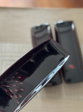 日产 秋田特产 本莊涂 大漆制品 漆器 多用毛巾托 茶则 置物 精工