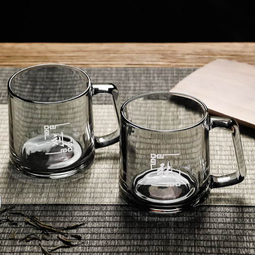 烟灰色玻璃茶杯定制刻字茶楼棋牌室专用泡茶百家姓带名字的水杯 - 图2