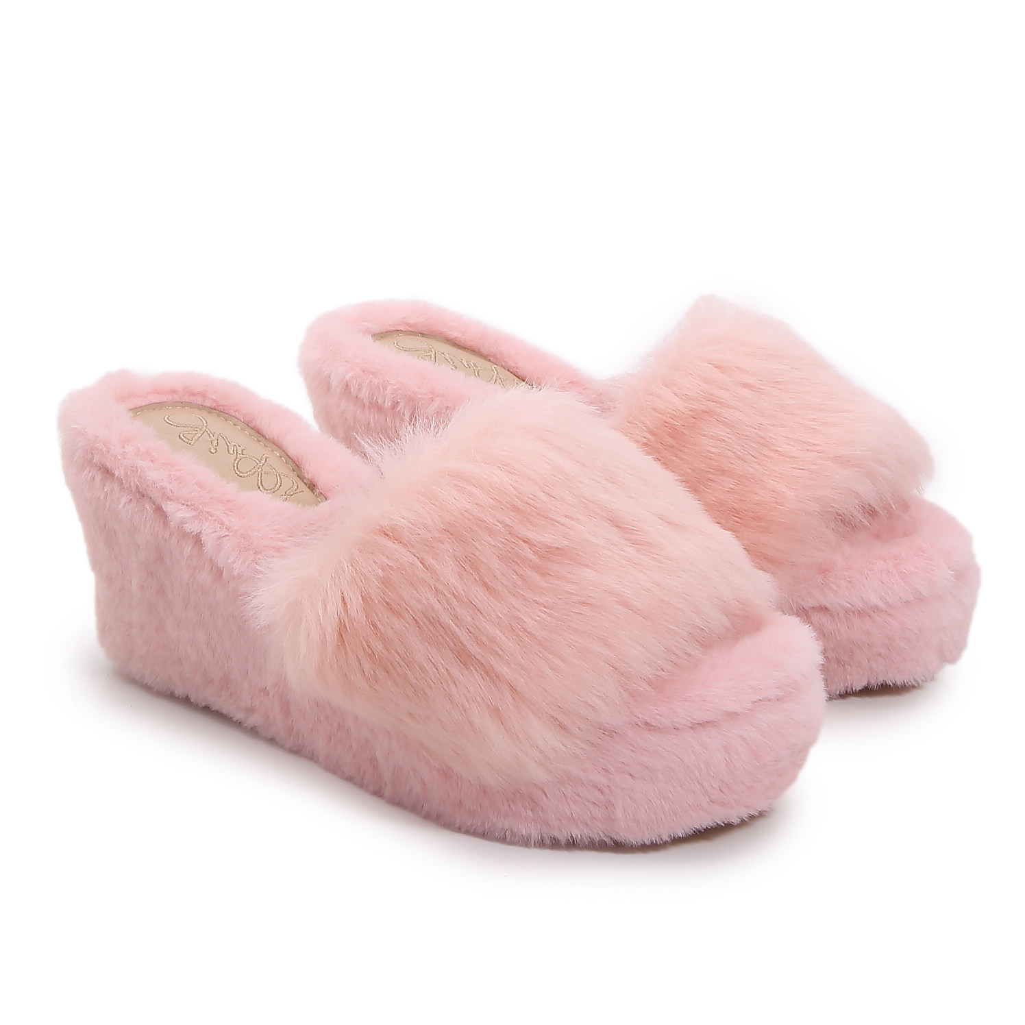 秋冬季新款真皮毛毛拖中跟坡跟防水台保暖女鞋可外穿可居家毛毛鞋,淘宝优惠券,粉丝福利购,淘宝优惠卷