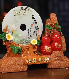 中式葫芦平安扣摆件福禄平安客厅酒柜家居装饰树脂工艺品乔迁礼品