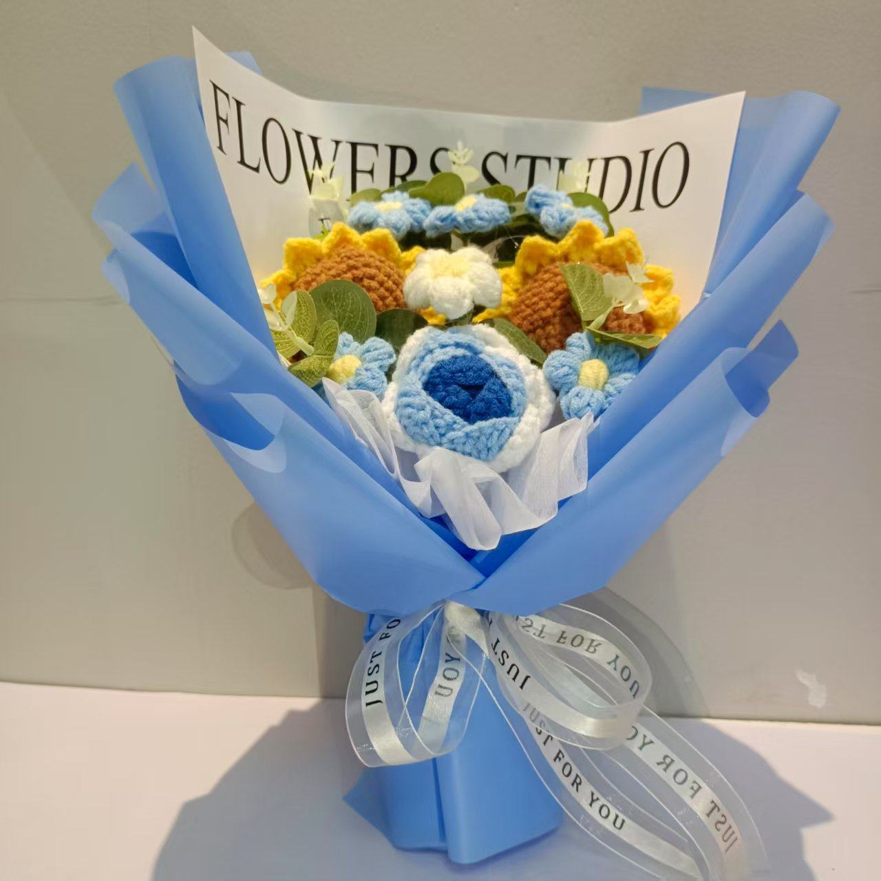 毛线向日葵针织成品初高中仿真花手工编织礼物玫瑰教师节永生花束,淘宝优惠券,粉丝福利购,淘宝优惠卷