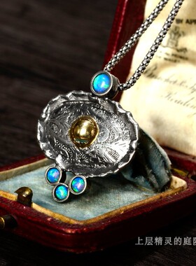 庭院14k金蛋白石孤品银吊坠