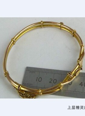 SOLD上层精灵的庭院 英国古董9K金卡扣老金立体花朵手镯 孤品