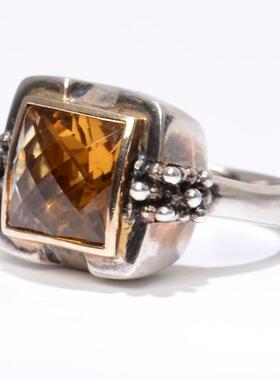 庭院海外设计师14k金纯银戒指