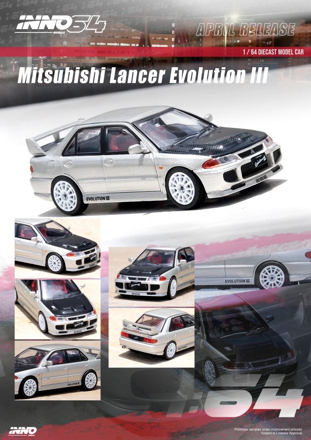 INNO1:64三菱EVO 3代银色碳盖 LANCER EVOLUTION 合金汽车模型 - 图2