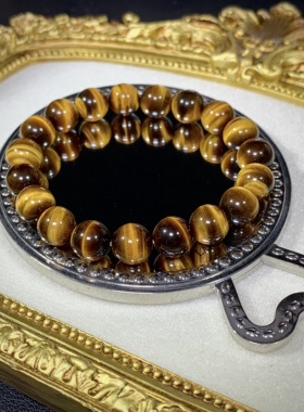 皮皮Pipi | 天然高品质黄虎眼石手链10mm老钱风闪电纹黄虎眼手串