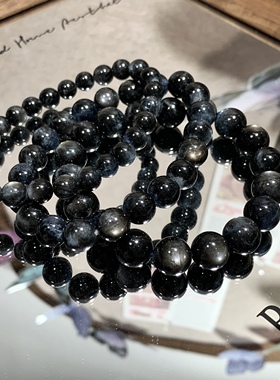 皮皮pipi | 天然高品质金属风黑爆闪魔鬼蓝海蓝宝手串一物一图