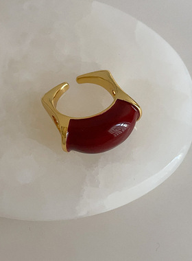 小众设计感几何滴油方形戒指女个性独特时尚潮流气质百搭指环戒子