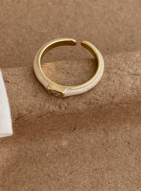 法式高级感超显白红色滴釉锆石戒