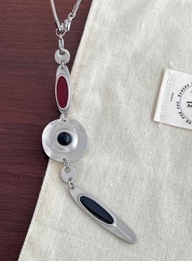 复古民族风银色圆盘做旧长款吊坠项链女新中式多种戴法毛衣链配饰