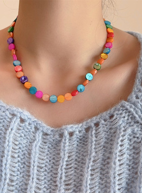 欧美个性简约9mm天然贝壳彩色圆