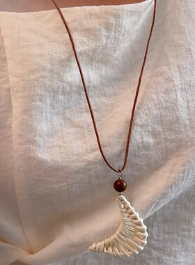 长款爱心编织项链女夏天海边度假