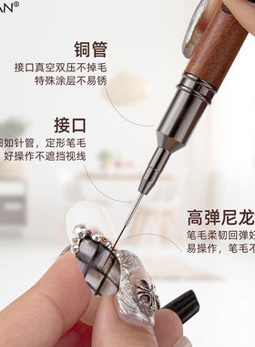 美甲拉线笔套装日式檀木彩绘笔