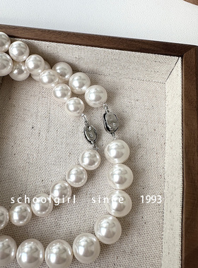 S925纯银澳白色珍珠项链锁骨链