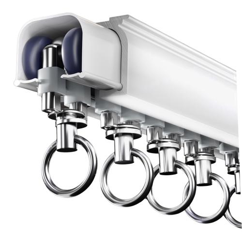 坚美特厚铝合金窗帘静音轨道滑轨导轨滑轮罗马杆单双轨侧顶装直轨 - 图3