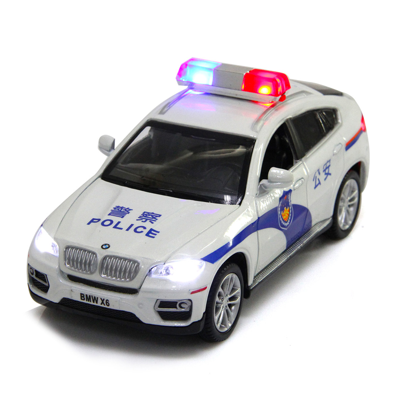 彩珀成真1:32合金宝马X6丰田奥迪福特奔驰公安特警车模型儿童玩具 - 图1